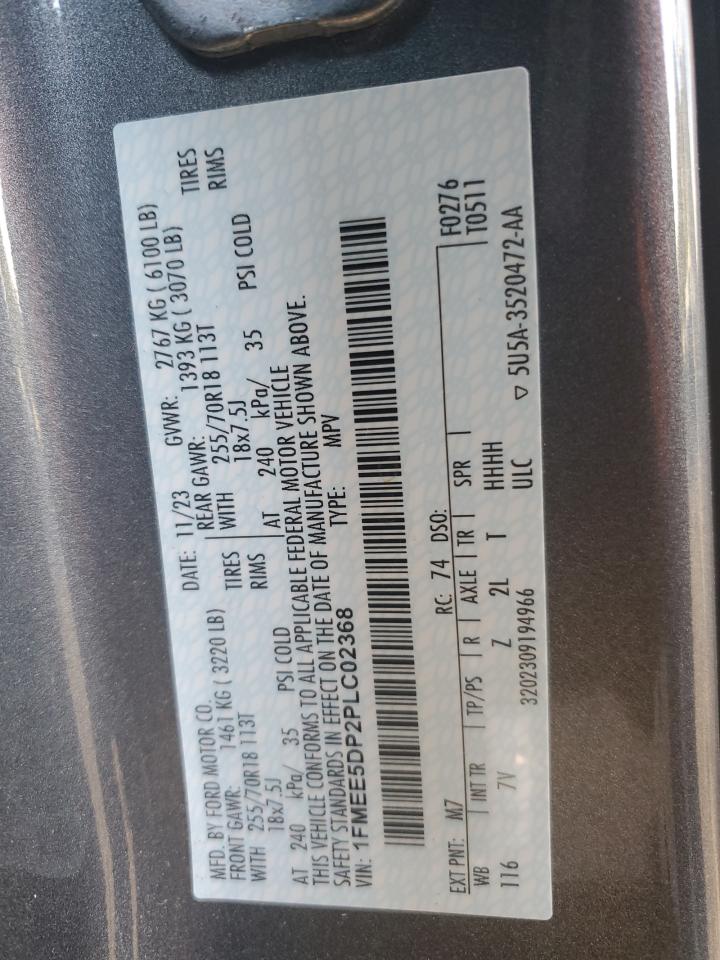2023 Ford Bronco VIN 1FMEE5DP2PLC02368 Copart auction photo, rear end damage thumbnail 13