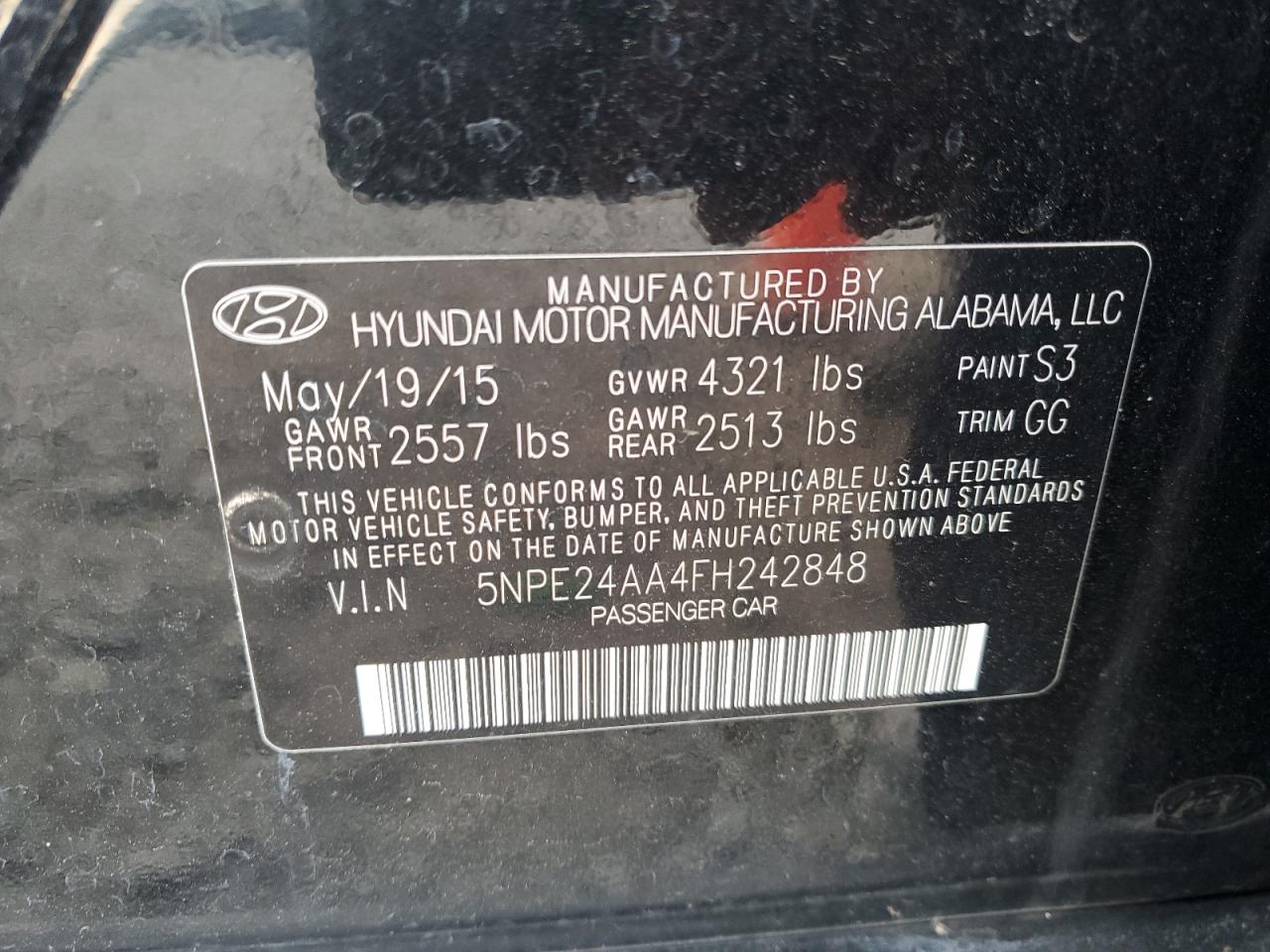 2015 Hyundai Sonata VIN 5NPE24AA4FH242848 Copart auction photo, minor dent/scratches damage thumbnail 12
