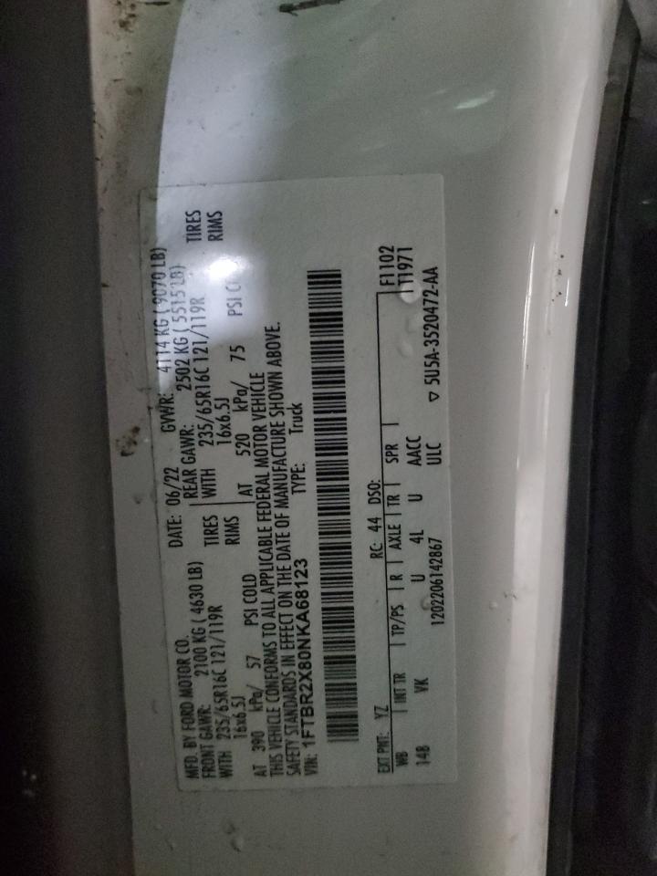 2022 Ford Transit VIN 1FTBR2X80NKA68123 Copart auction photo, all over damage thumbnail 13