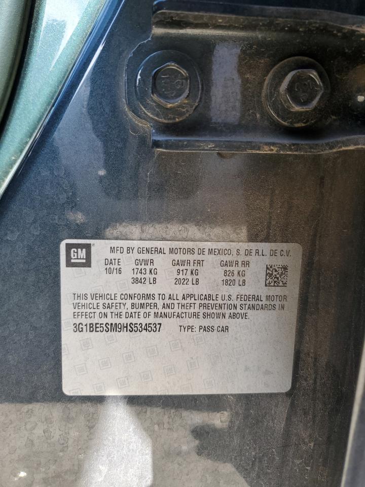 2017 Chevrolet Cruze VIN 3G1BE5SM9HS534537 Copart auction photo, front end damage thumbnail 12