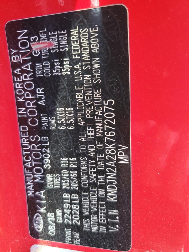 2019 KIA Soul VIN KNDJN2A28K7672075 Copart auction photo, rear end damage thumbnail 14
