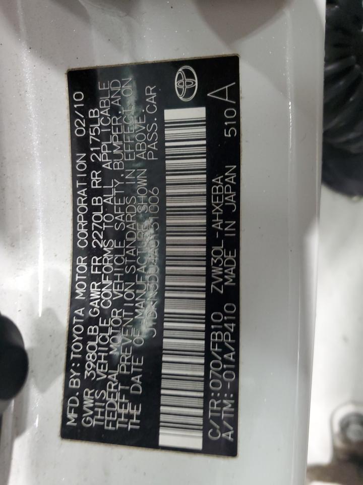 2010 Toyota Prius VIN JTDKN3DU4A0131006 Copart auction photo, front end damage thumbnail 13