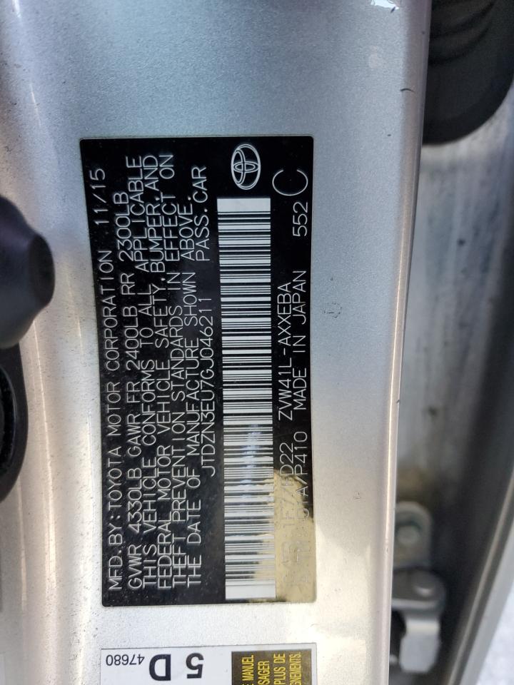 2016 Toyota Prius VIN JTDZN3EU7GJ046211 Copart auction photo, front end / rear end damage thumbnail 12