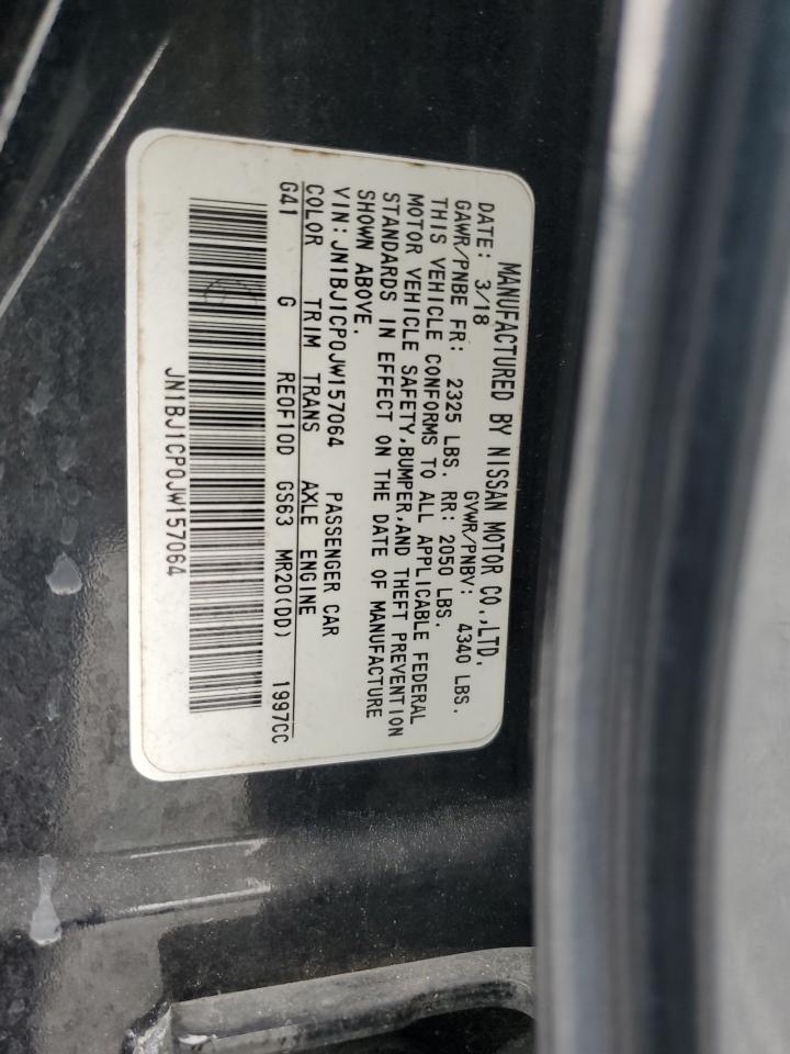 2018 Nissan Rogue VIN JN1BJ1CP0JW157064 Copart auction photo, front end / rear end damage thumbnail 13