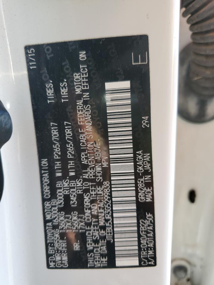 2016 Toyota 4Runner VIN JTEBU5JR3G5299838 Copart auction photo, front end / side damage thumbnail 16