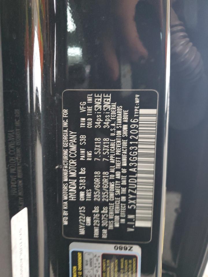 2016 Hyundai Santa Fe VIN 5XYZUDLA3GG312096 Copart auction photo, all over damage thumbnail 13