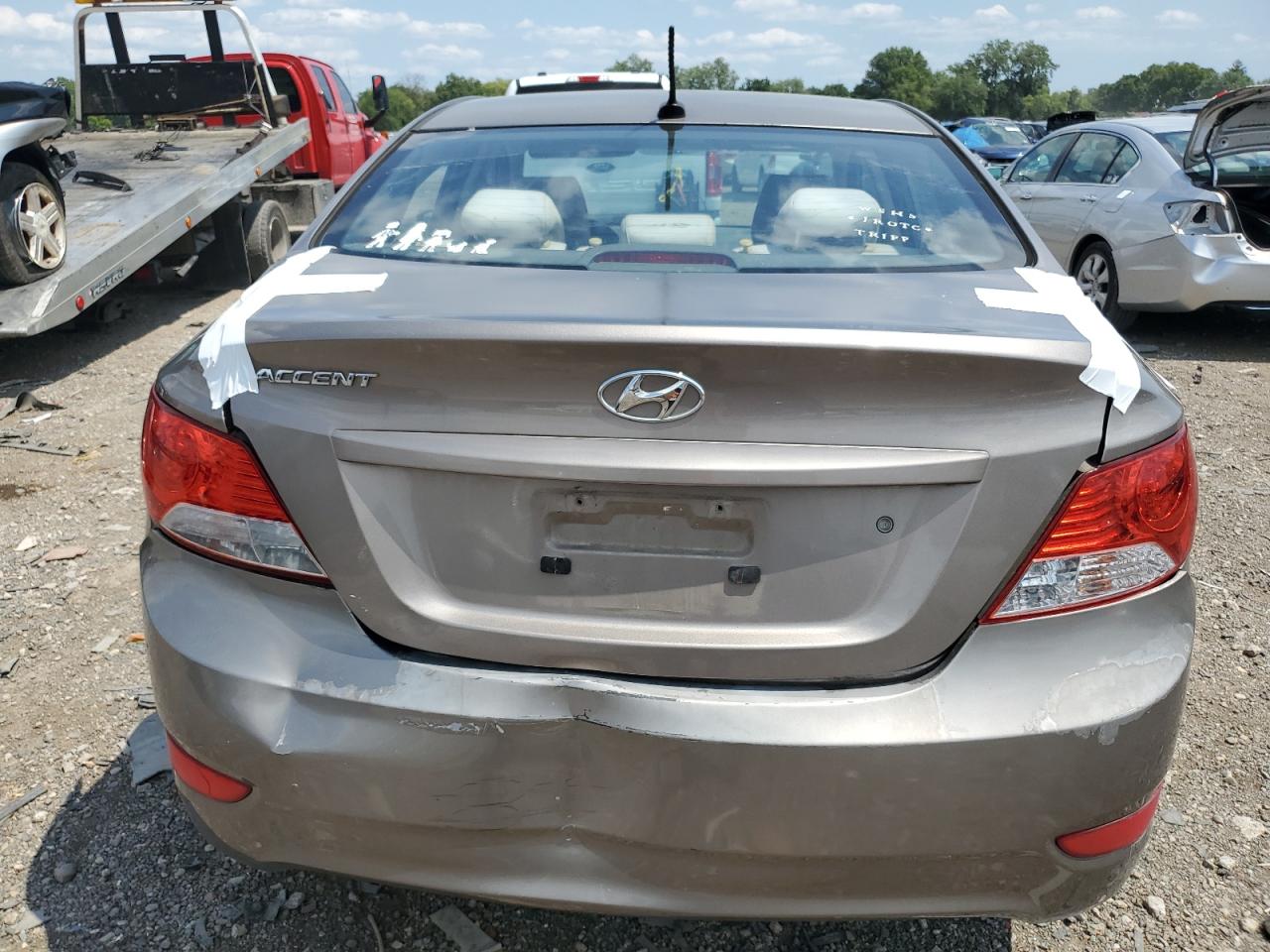 2014 Hyundai Accent VIN KMHCT4AE5EU637807 Copart auction photo, rear end / front end damage thumbnail 6