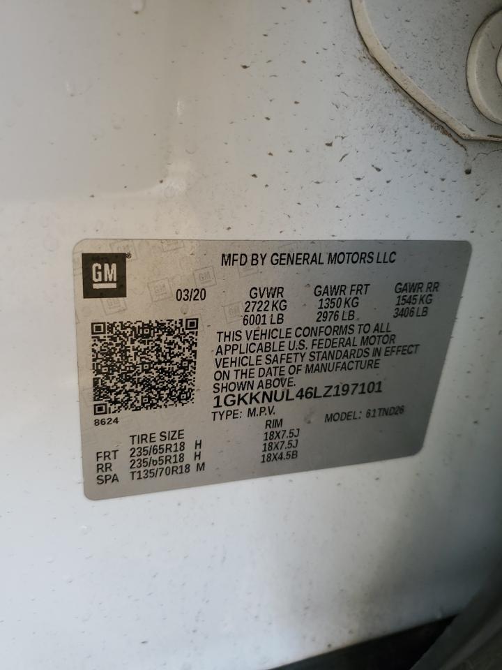2020 GMC Acadia VIN 1GKKNUL46LZ197101 Copart auction photo, front end / rear end damage thumbnail 14