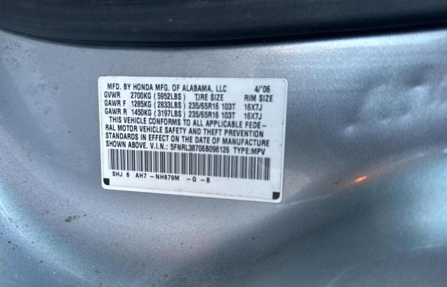 2006 Honda Odyssey VIN 5FNRL38706B096126 Copart auction photo, minor dent/scratches / normal wear damage thumbnail 10