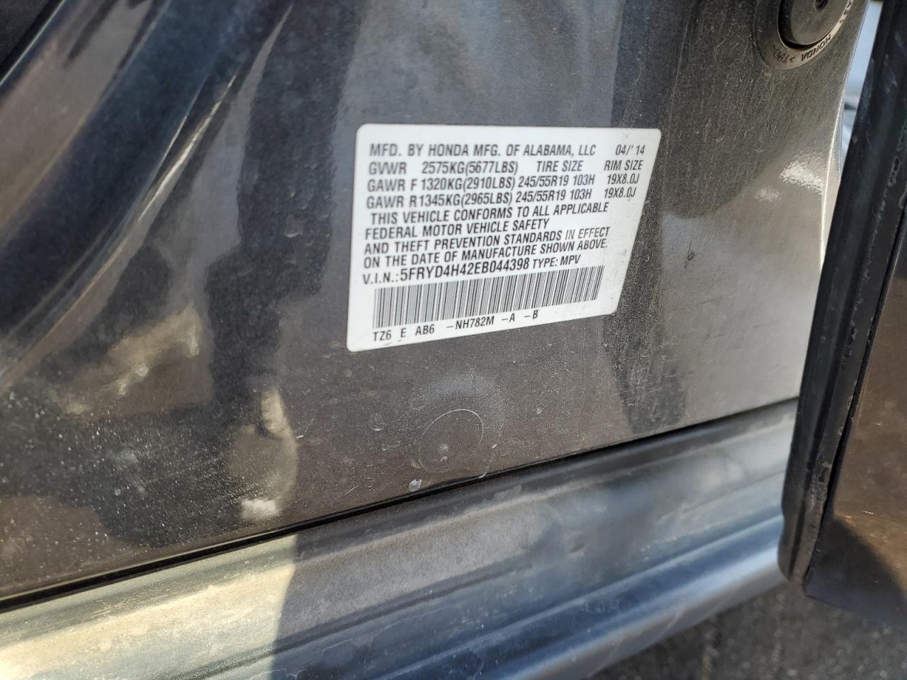 2014 Acura MDX VIN 5FRYD4H42EB044398 Copart auction photo, front end damage thumbnail 12