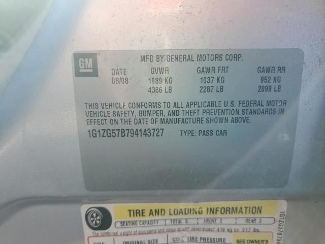 2009 Chevrolet Malibu VIN 1G1ZG57B794143727 Copart auction photo, side damage thumbnail 12