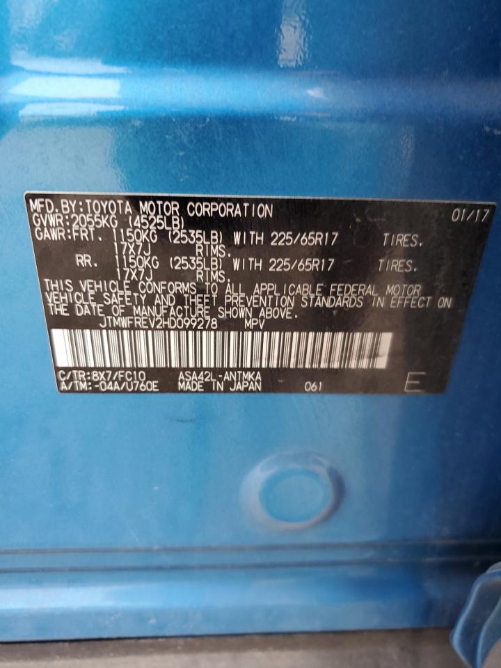 2017 Toyota RAV 4 VIN JTMWFREV2HD099278 Copart auction photo, all over damage thumbnail 13