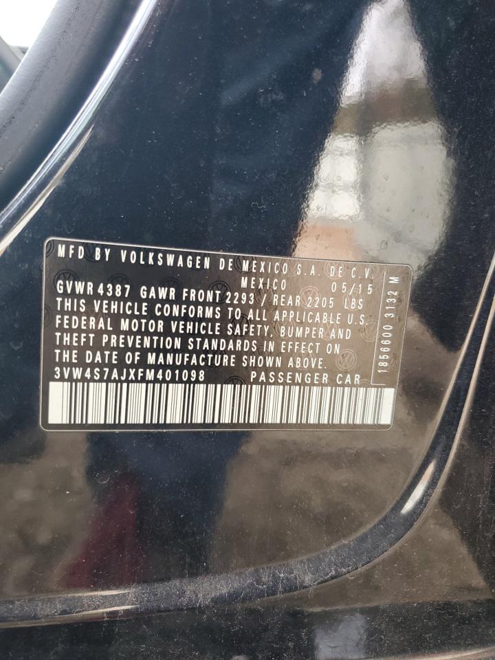 2015 Volkswagen Jetta VIN 3VW4S7AJXFM401098 Copart auction photo, front end damage thumbnail 12