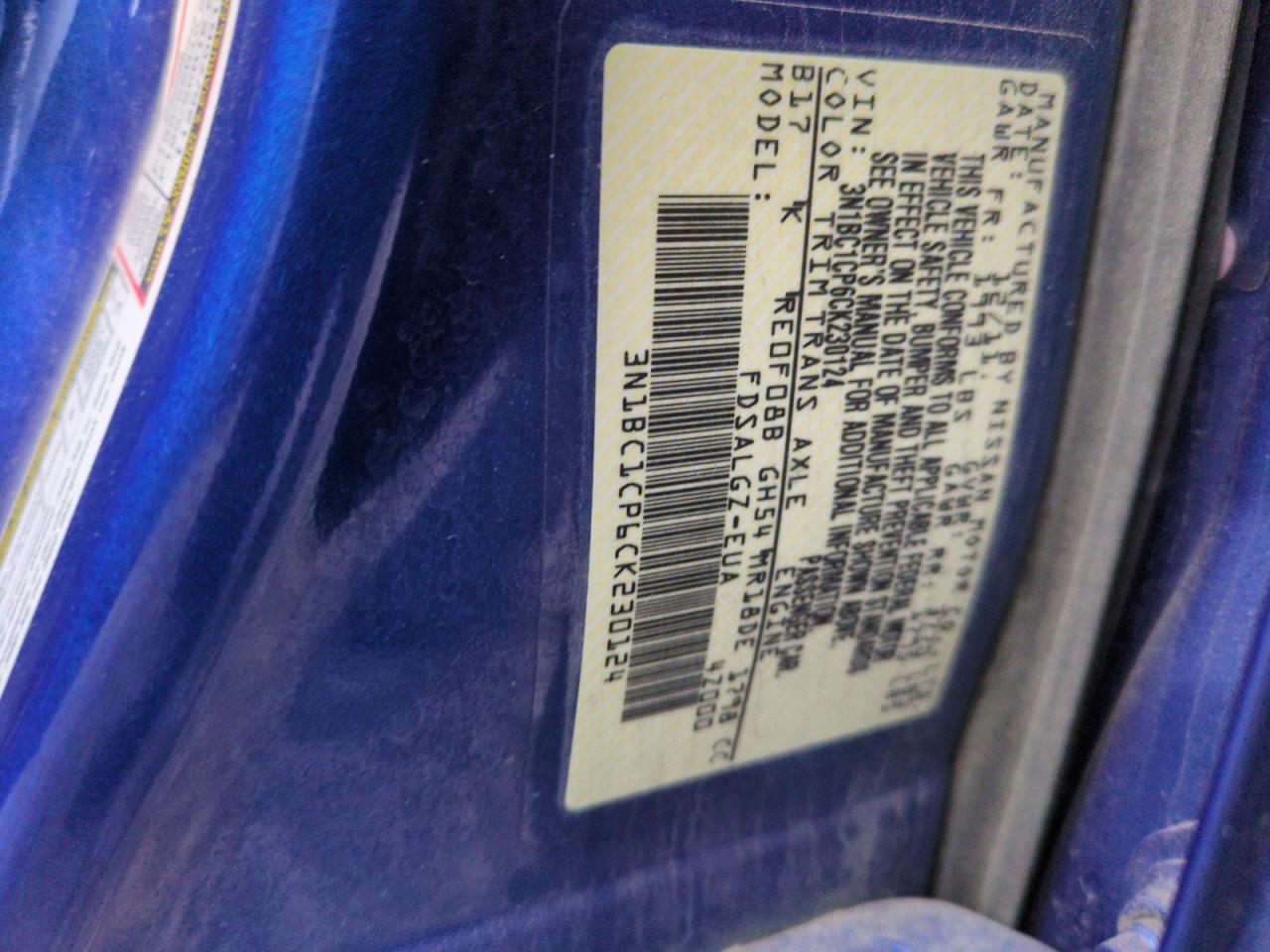 2012 Nissan Versa VIN 3N1BC1CP6CK230124 Copart auction photo, front end damage thumbnail 12