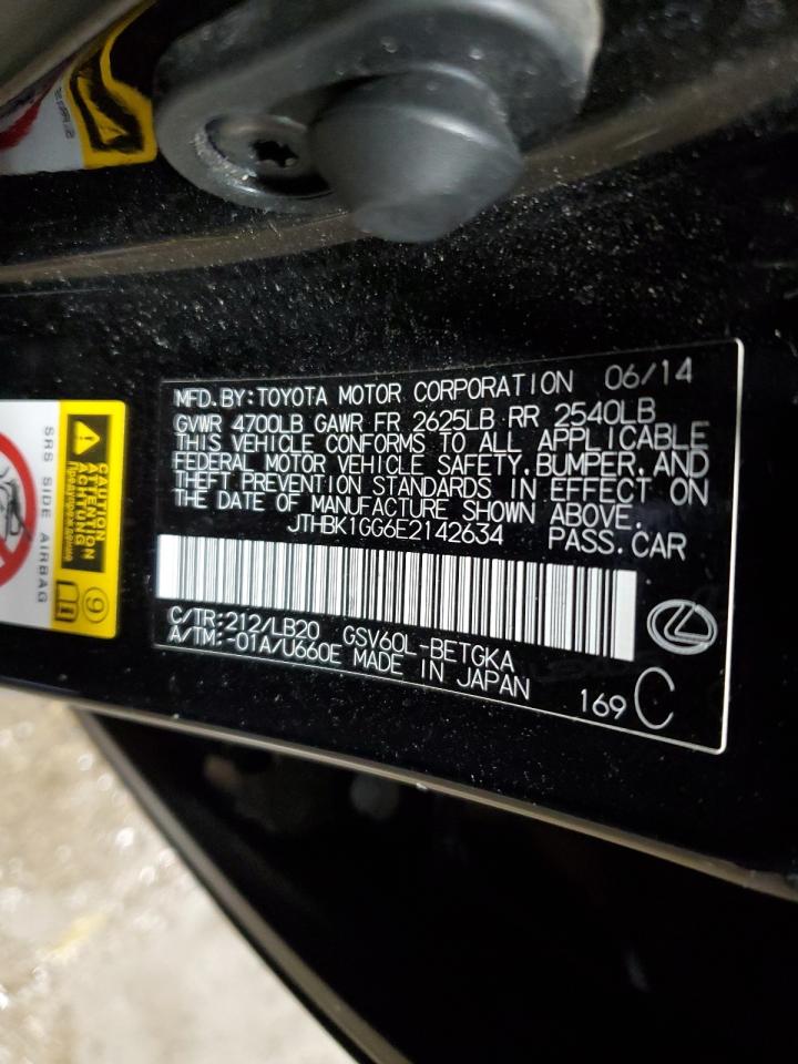 2014 Lexus ES VIN JTHBK1GG6E2142634 Copart auction photo, front end damage thumbnail 14