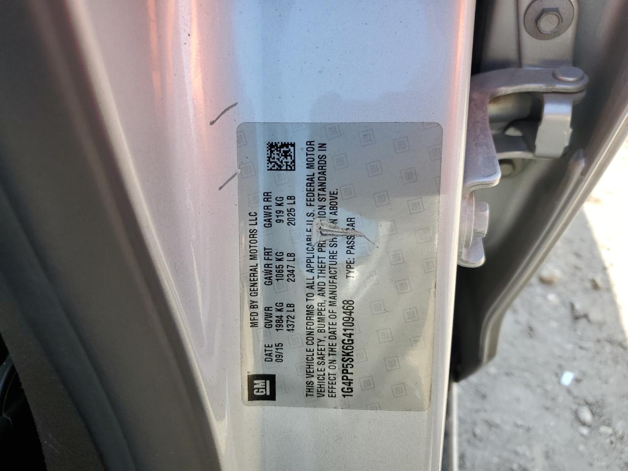 2016 Buick Verano VIN 1G4PP5SK6G4109468 Copart auction photo, front end / rear end damage thumbnail 12