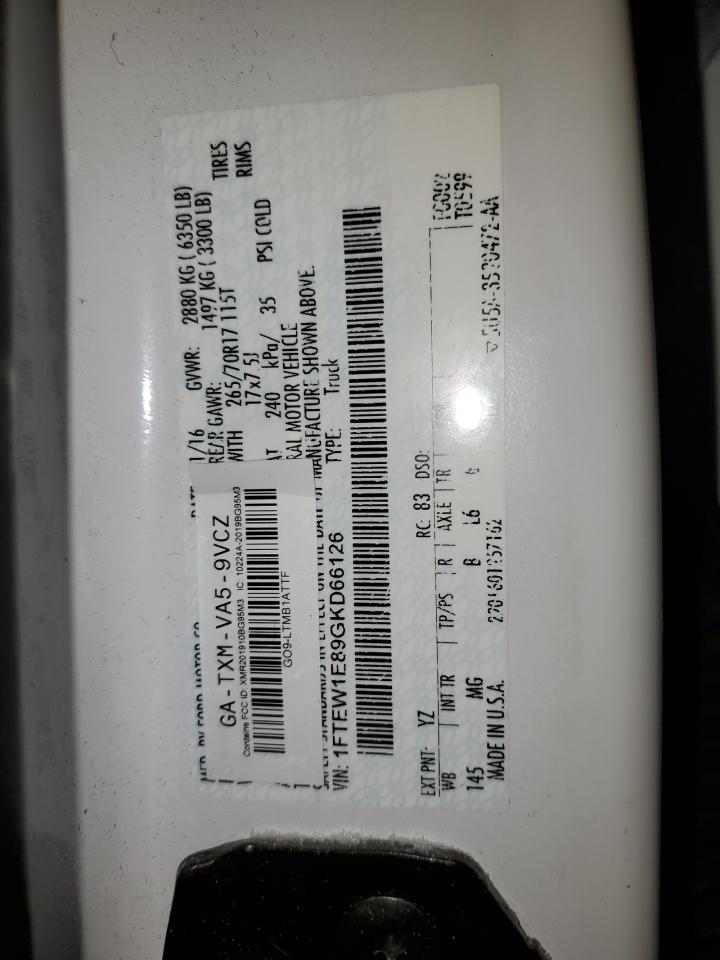 2016 Ford F-150 VIN 1FTEW1E89GKD66126 Copart auction photo, side / mechanical damage thumbnail 12