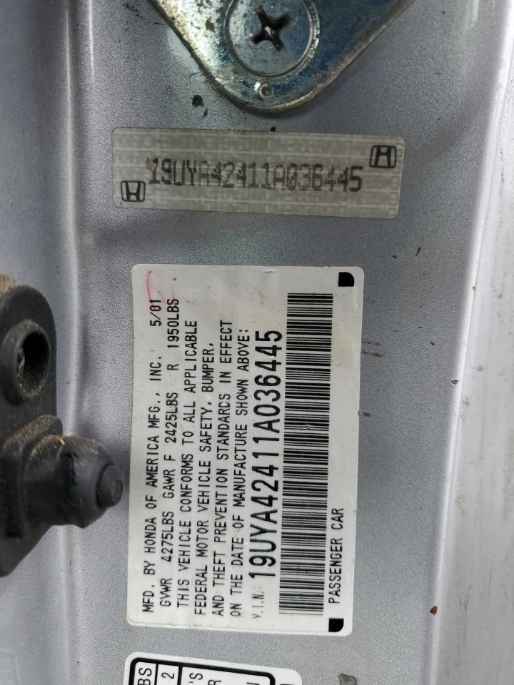 2001 Acura CL VIN 19UYA42411A036445 Copart auction photo, rear end / side damage thumbnail 14