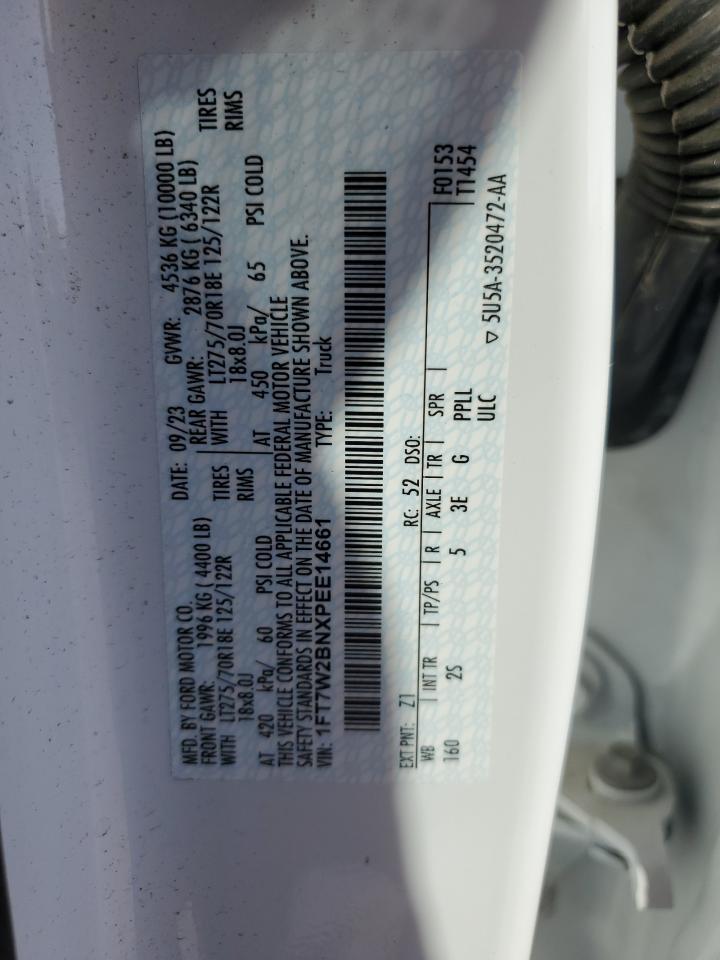 2023 Ford F250 VIN 1FT7W2BNXPEE14661 Copart auction photo, front end / rear end damage thumbnail 12