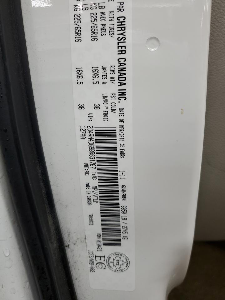 2011 Dodge Caravan VIN 2D4RN4DG9BR631767 Copart auction photo, rear end / side damage thumbnail 13