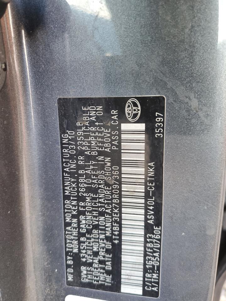 2011 Toyota Camry VIN 4T4BF3EK7BR097360 Copart auction photo, normal wear damage thumbnail 13