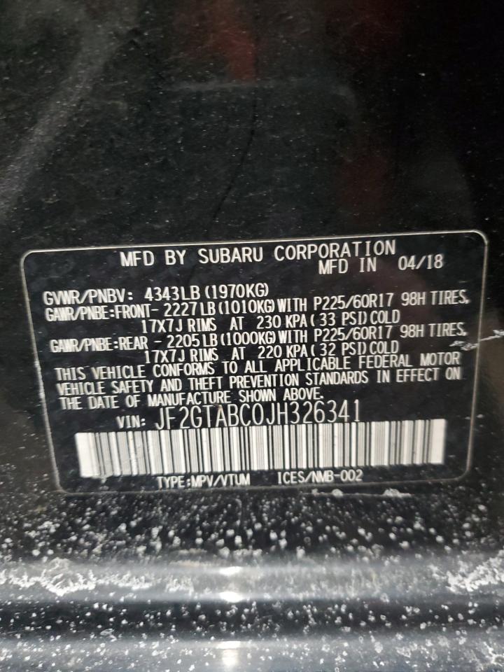 2018 Subaru XV VIN JF2GTABC0JH326341 Copart auction photo, rear end damage thumbnail 15