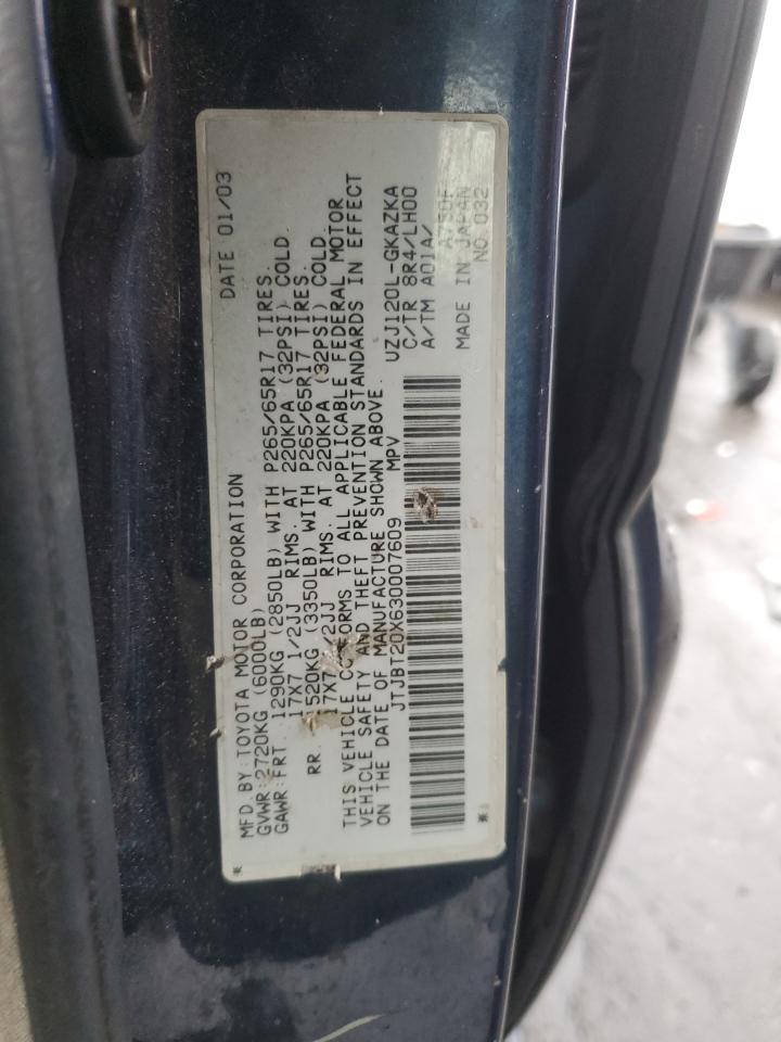 2003 Lexus GX VIN JTJBT20X630007609 Copart auction photo, front end damage thumbnail 14