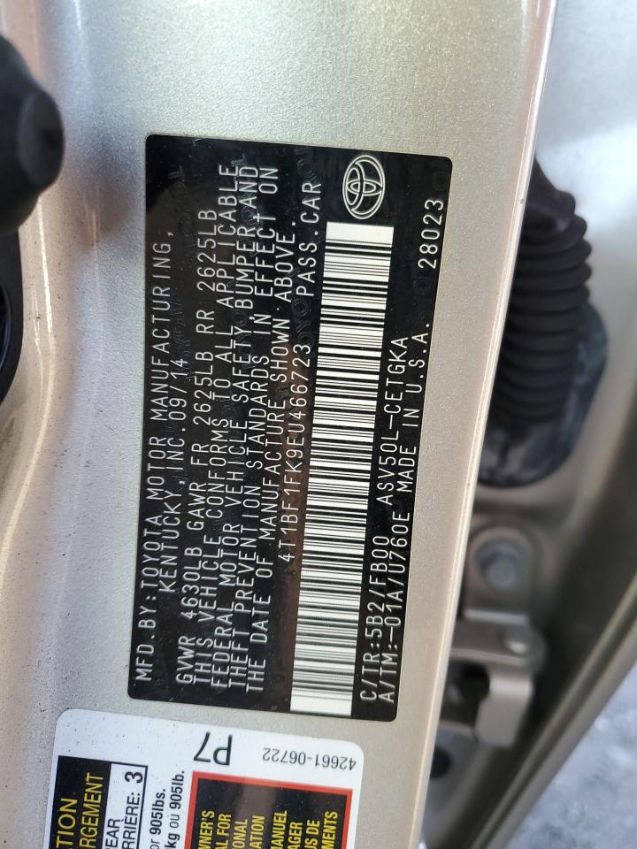 2014 Toyota Camry VIN 4T1BF1FK9EU466723 Copart auction photo, all over damage thumbnail 12