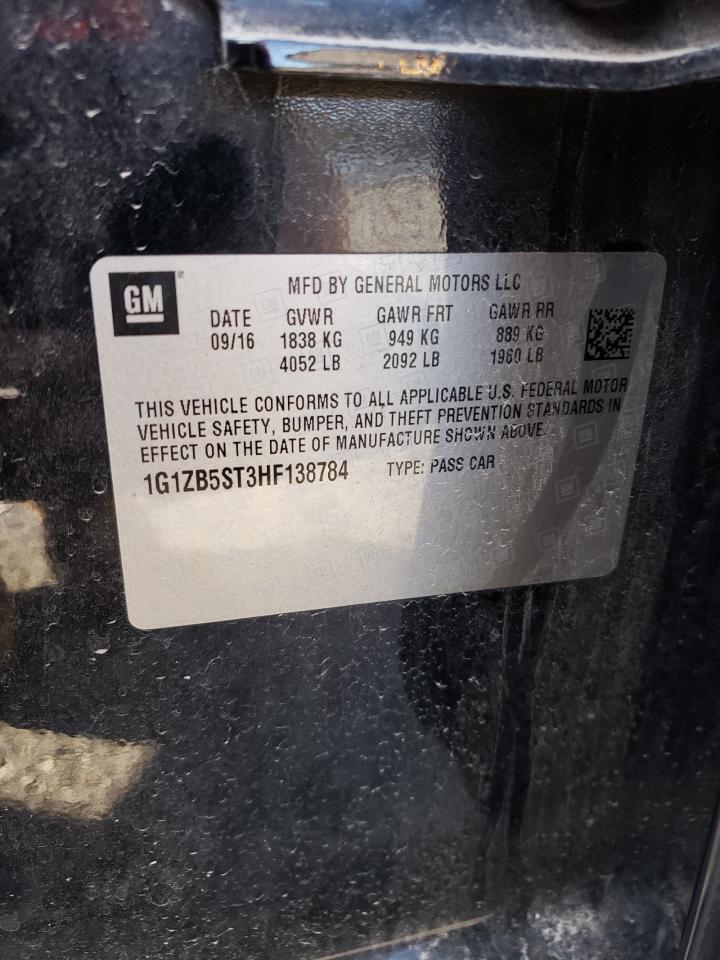 2017 Chevrolet Malibu VIN 1G1ZB5ST3HF138784 Copart auction photo, front end damage thumbnail 12
