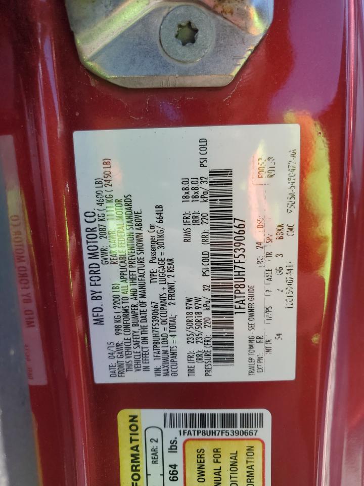 2015 Ford Mustang VIN 1FATP8UH7F5390667 Copart auction photo, front end damage thumbnail 13