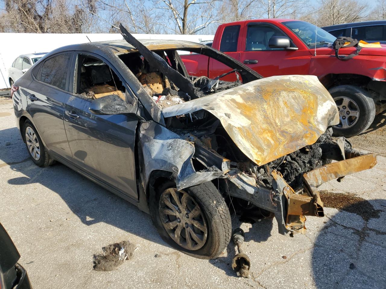 2019 Hyundai Accent VIN 3KPC24A38KE087471 Copart auction photo, burn / front end damage thumbnail 4