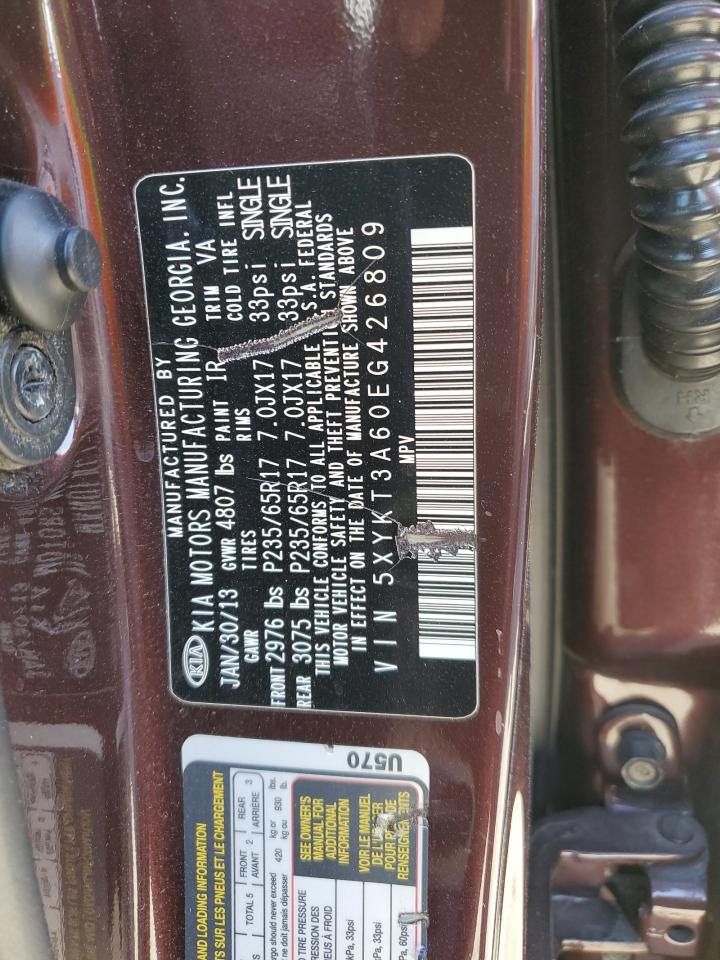 2014 KIA Sorento VIN 5XYKT3A60EG426809 Copart auction photo, rear end damage thumbnail 14