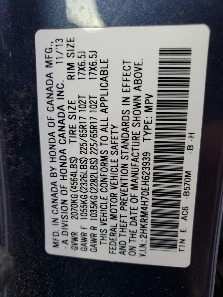 2014 Honda CR-V VIN 2HKRM4H70EH623939 Copart auction photo, rear end damage thumbnail 13