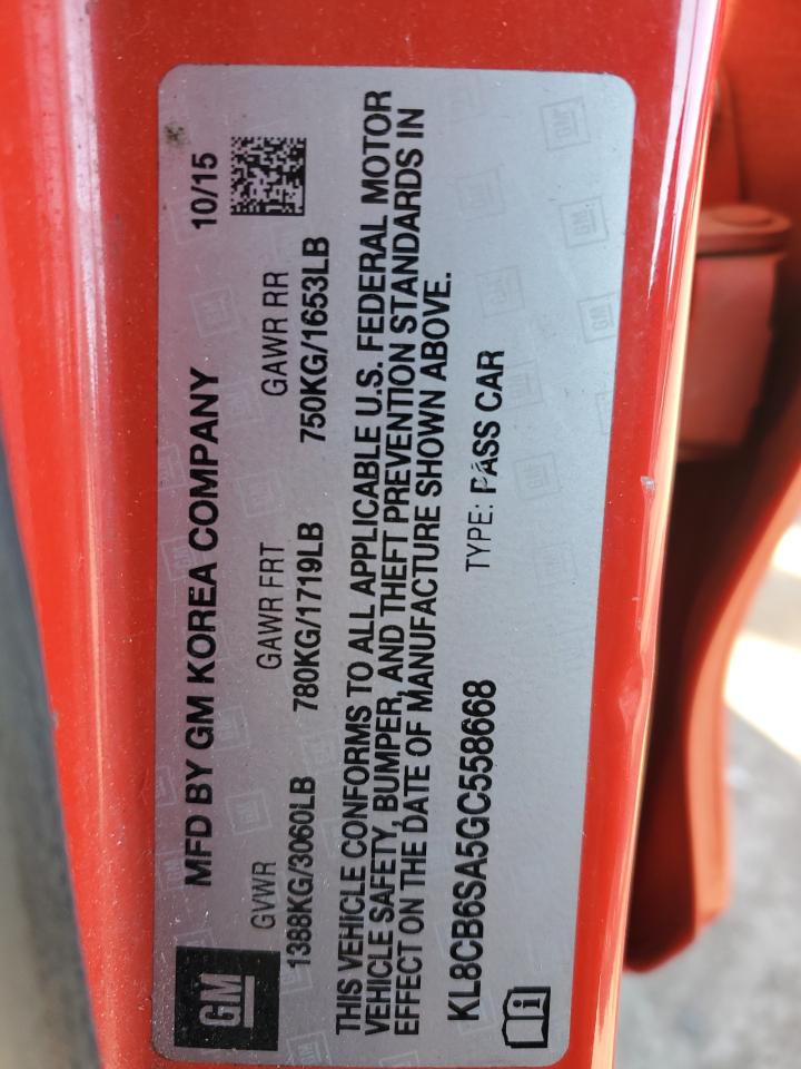 2016 Chevrolet Spark VIN KL8CB6SA5GC558668 Copart auction photo, all over damage thumbnail 12