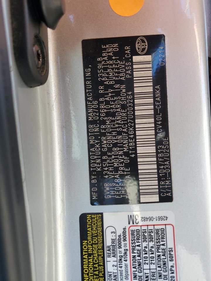 2007 Toyota Camry VIN 4T1BE46K27U003264 Copart auction photo, rear end damage thumbnail 12