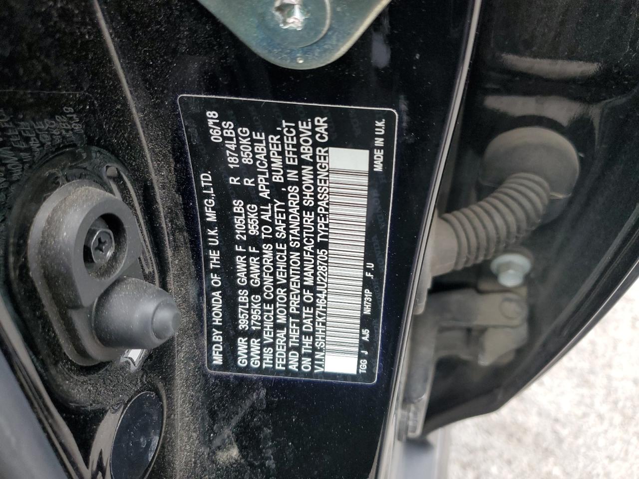 2018 Honda Civic VIN SHHFK7H64JU228705 Copart auction photo, front end damage thumbnail 12