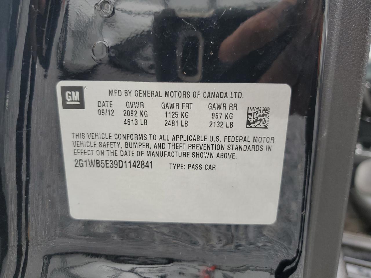 2013 Chevrolet Impala VIN 2G1WB5E39D1142841 Copart auction photo, side damage thumbnail 14