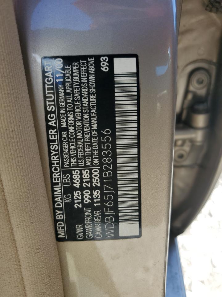 2001 Mercedes-Benz E-klasse VIN WDBJF65J71B283556 Copart auction photo, side damage thumbnail 12