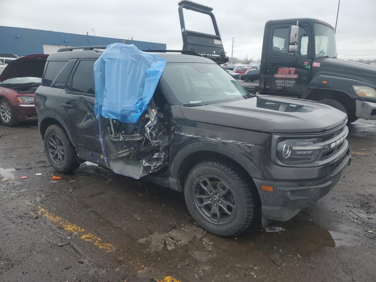 2021 Ford Bronco VIN 3FMCR9B69MRA28843 Copart auction photo, side / front end damage thumbnail 4