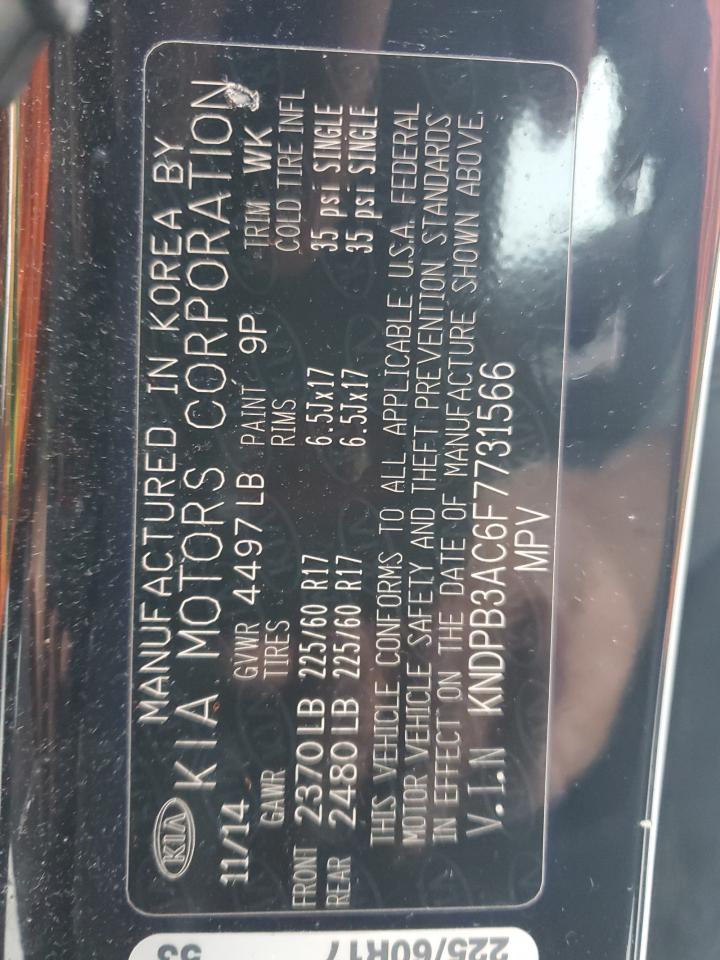 2015 KIA Sportage VIN KNDPB3AC6F7731566 Copart auction photo, vandalism / side damage thumbnail 15