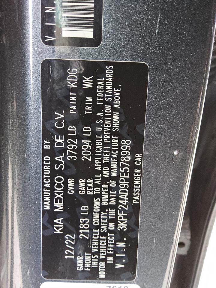 2023 KIA Forte VIN 3KPF24AD9PE578998 Copart auction photo, rear end damage thumbnail 12
