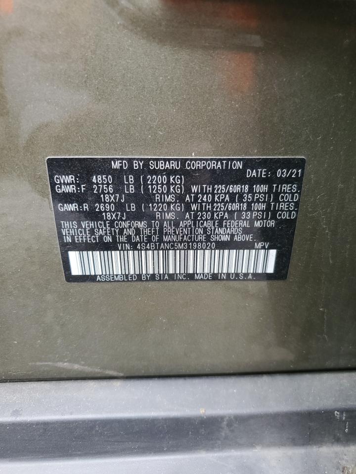 2021 Subaru Outback VIN 4S4BTANC5M3198020 Copart auction photo, rear end damage thumbnail 13