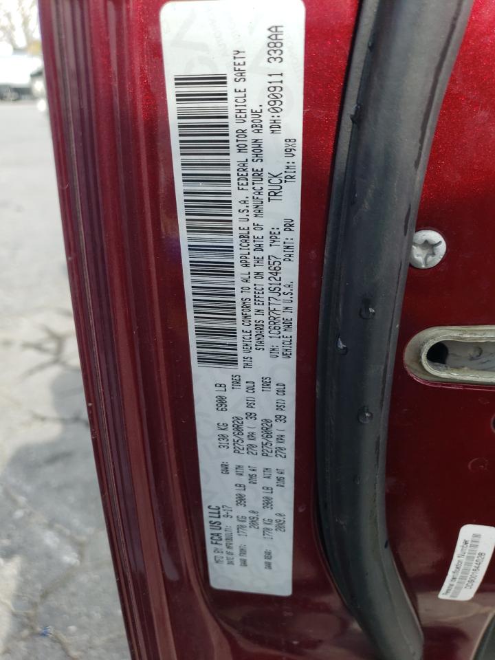 2018 RAM 1500 VIN 1C6RR7FT7JS124657 Copart auction photo, front end / rear end damage thumbnail 13