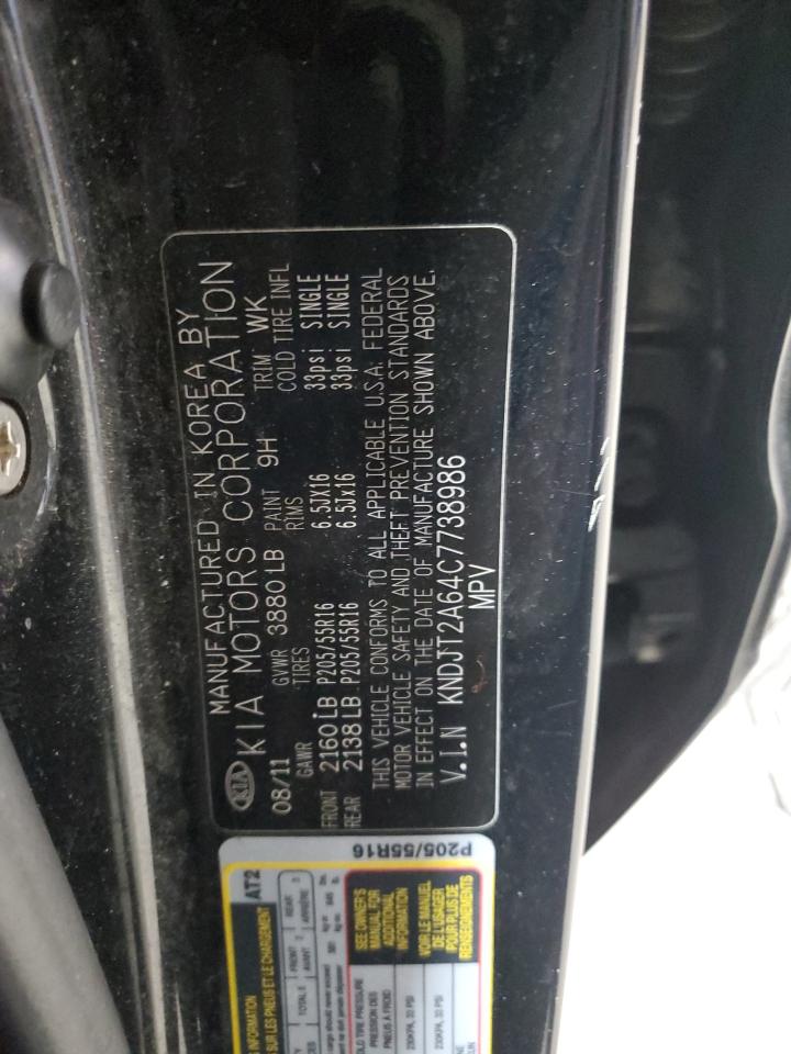 2012 KIA Soul VIN KNDJT2A64C7738986 Copart auction photo, front end / side damage thumbnail 12