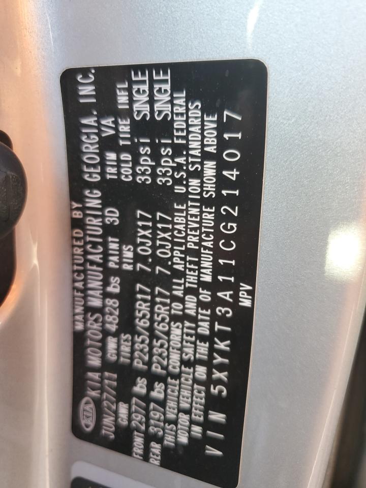 2012 KIA Sorento VIN 5XYKT3A11CG214017 Copart auction photo, minor dent/scratches damage thumbnail 13