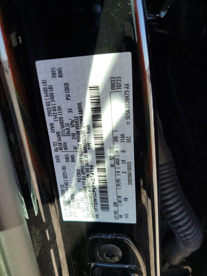 2023 Ford F-150 VIN 1FTEW1CP6PKE74116 Copart auction photo, rear end damage thumbnail 12
