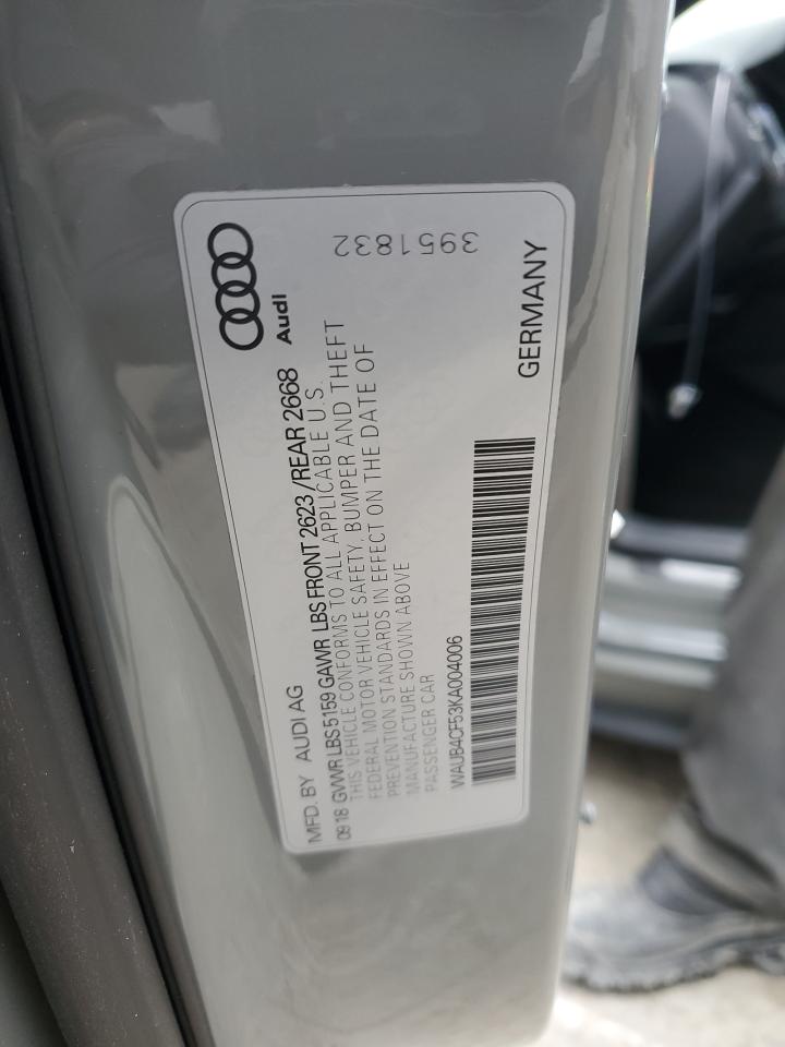 2019 Audi RS5 VIN WAUB4CF53KA004006 Copart auction photo, front end damage thumbnail 13