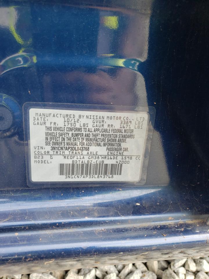 2013 Nissan Versa VIN 3N1CN7AP3DL843768 Copart auction photo, all over damage thumbnail 12