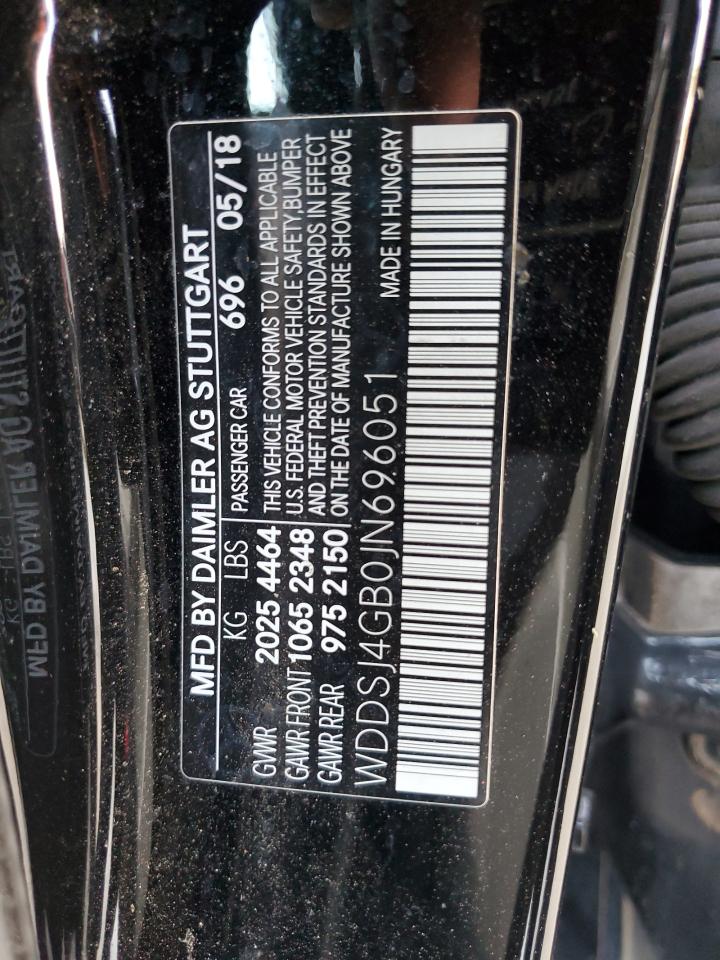 2018 Mercedes-Benz CLA-klasse VIN WDDSJ4GB0JN696051 Copart auction photo, front end / minor dent/scratches damage thumbnail 12