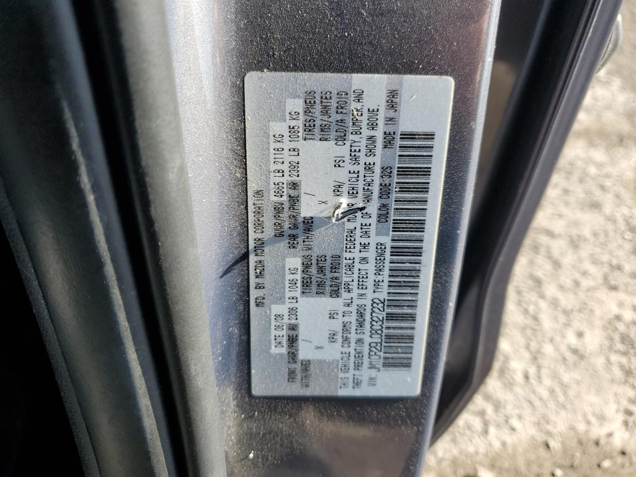 2008 Mazda 5 VIN JM1CR29L080327232 Copart auction photo, rear end damage thumbnail 16